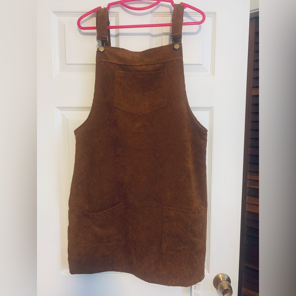 NWT Brown Cupshe Corduroy Overall Dress